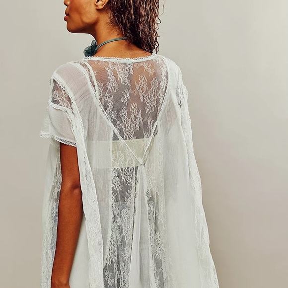 NWT Free People Farrah Lace Top - color Mint - Picture 2 of 8